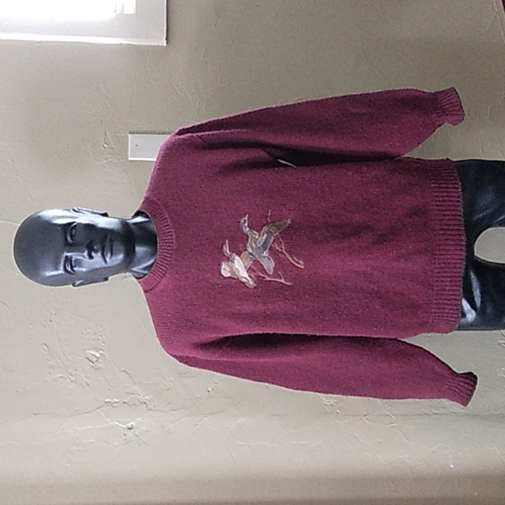 Vintage Montana Woolen Shop Embroidered Geese Wool Sweater
